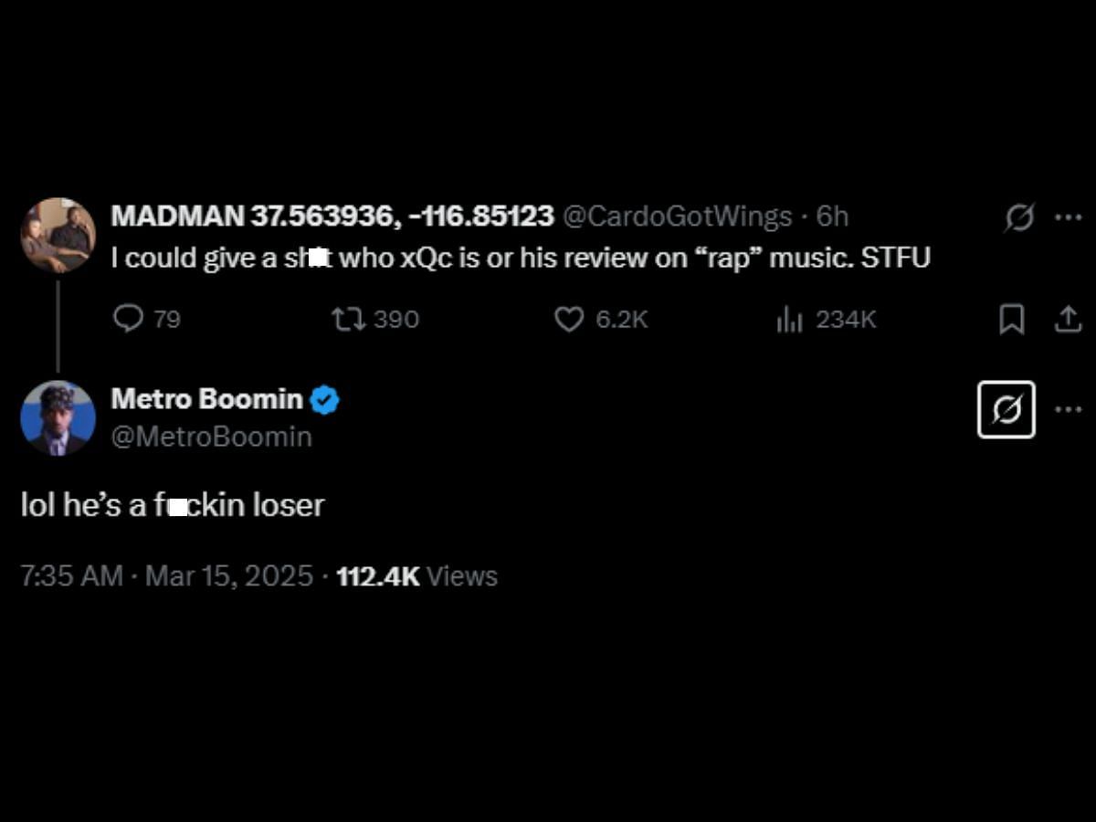 Metro Boomin fires back at xQc&#039;s review (Image via X/@MetroBoomin)