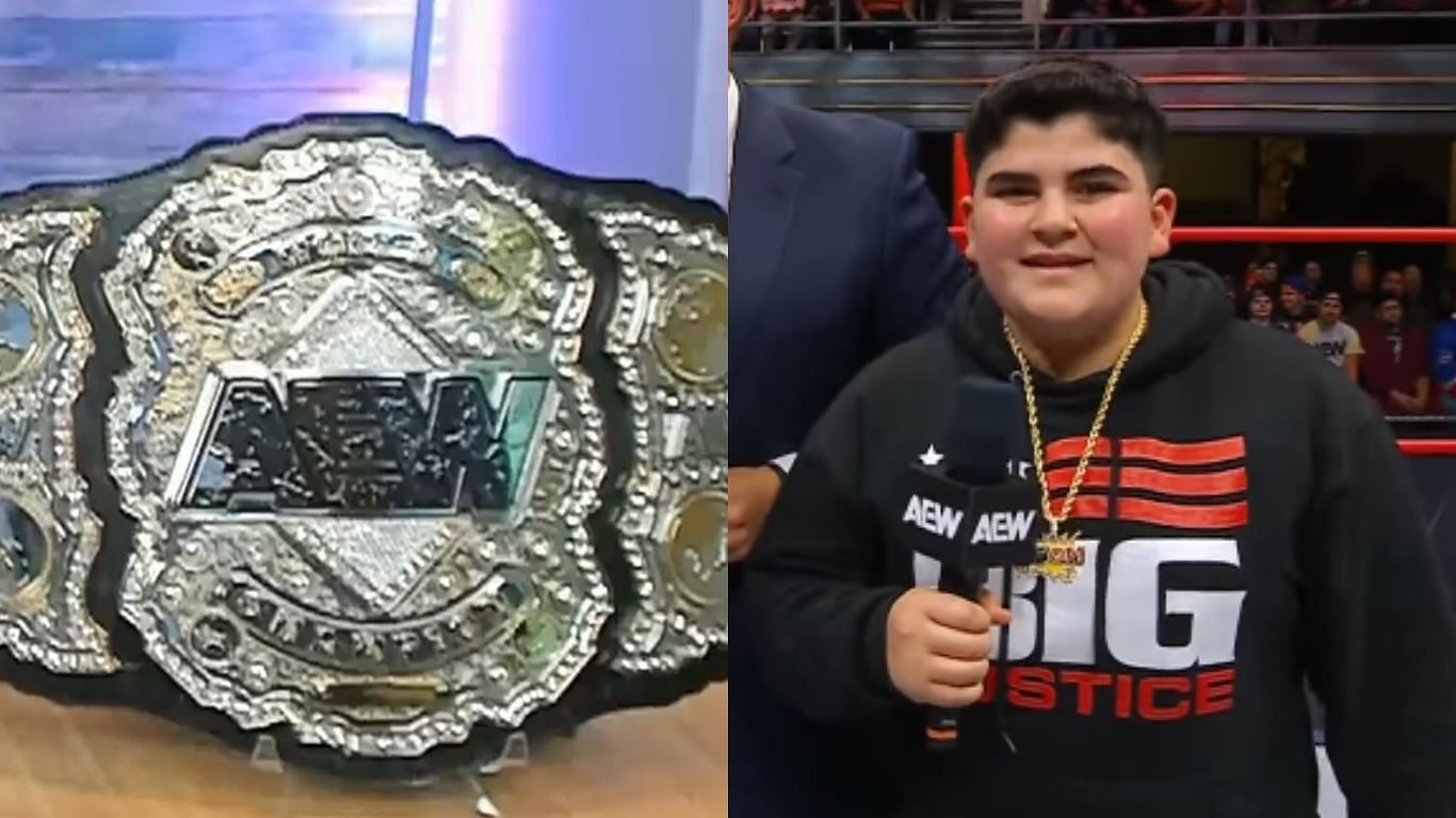 Big Justice is the son of Big Boom AJ [image source: AEW YouTube and Facebook]