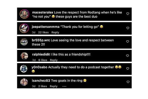 Screenshot of comments. [ONE Championship/Instagram]