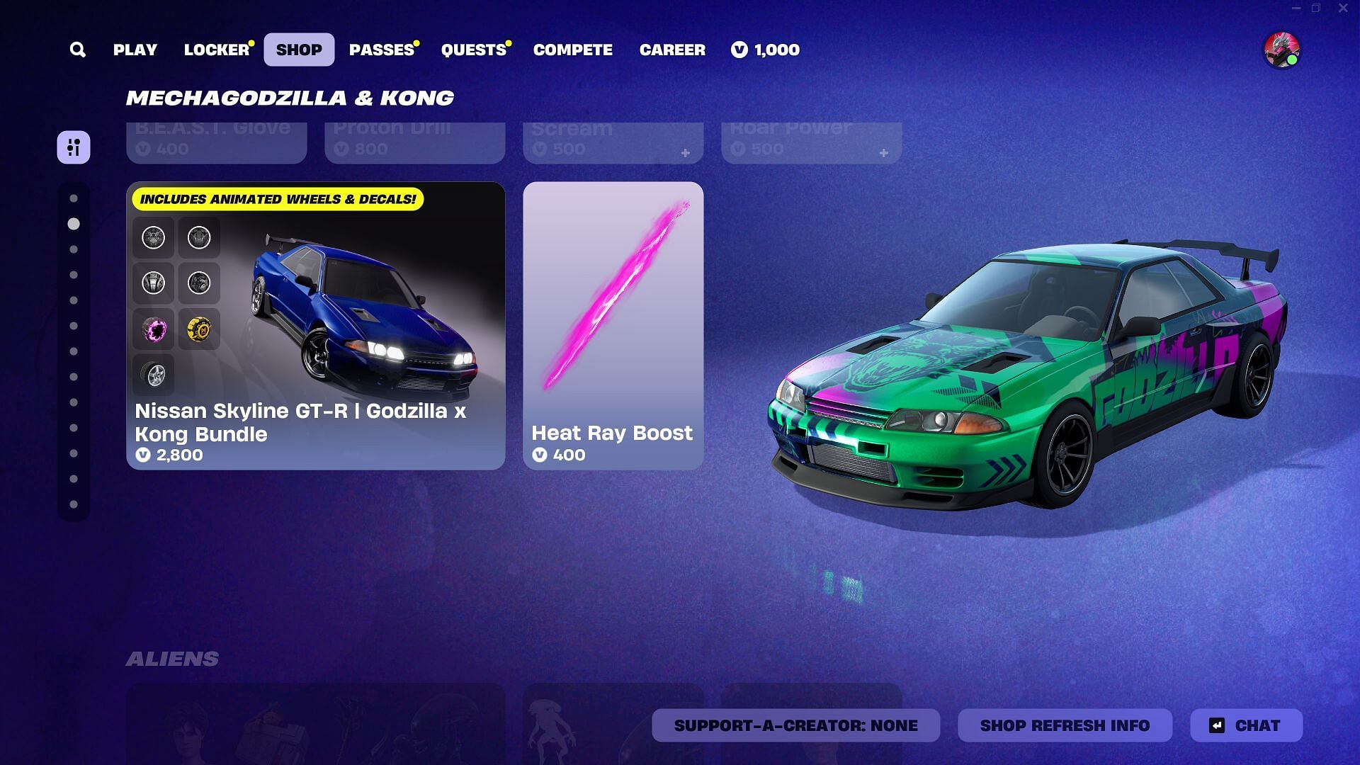 You can now purchase the Nissan Skyline GT-R (R32) skin in Fortnite (Image via Epic Games)