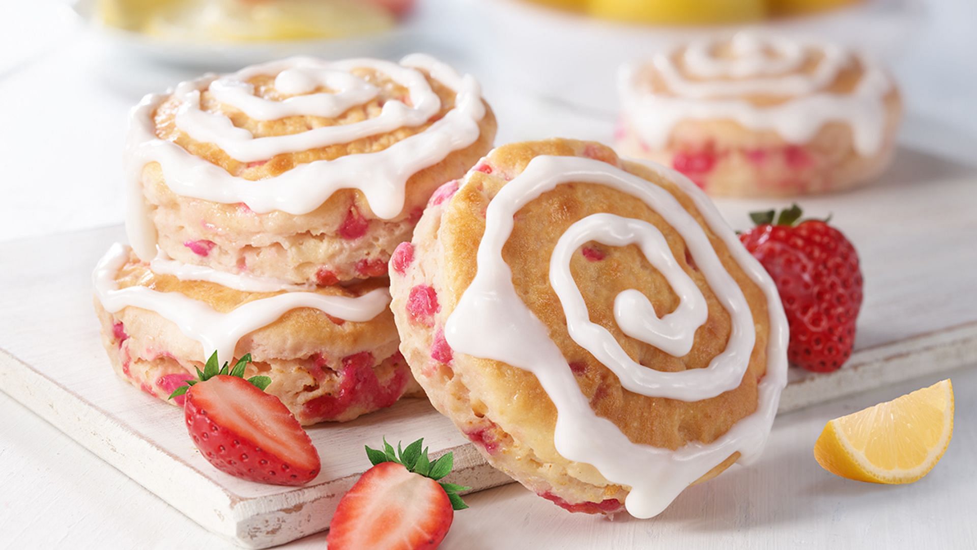 The new Strawberry Lemon Biscuits are here for a limited time only! (Image via Hardee&#039;s)