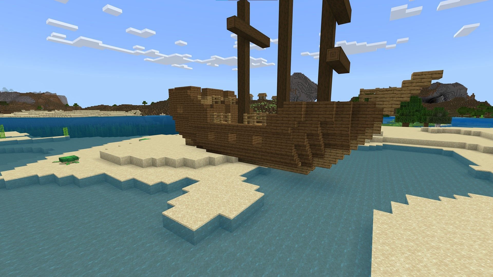 A shipwreck in the game (Image via Mojang &amp; Sportskeeda Gaming)