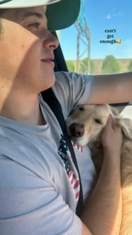 Harrison Burton with his pet Remi. Source : @Instagram/jennapetty_