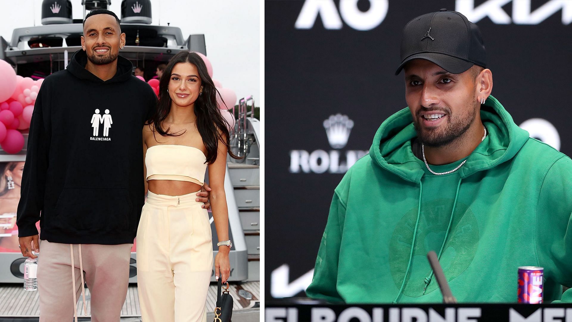 Nick Kyrgios with his girlfriend Costeen Hatzi. Source: Getty