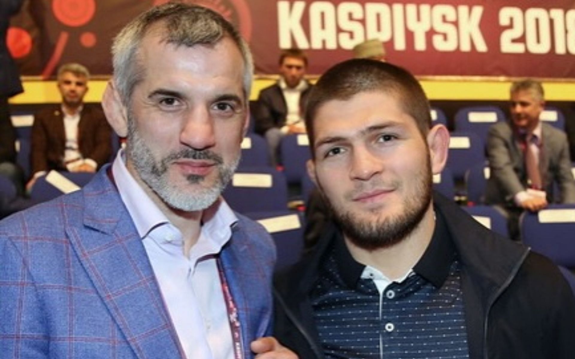 Khabib Nurmagomedov (right) mourns the loss of wrestling champion Buvaisar Saitiev (left). [Image courtesy: @khabib_nurmagomedov on Instagram]