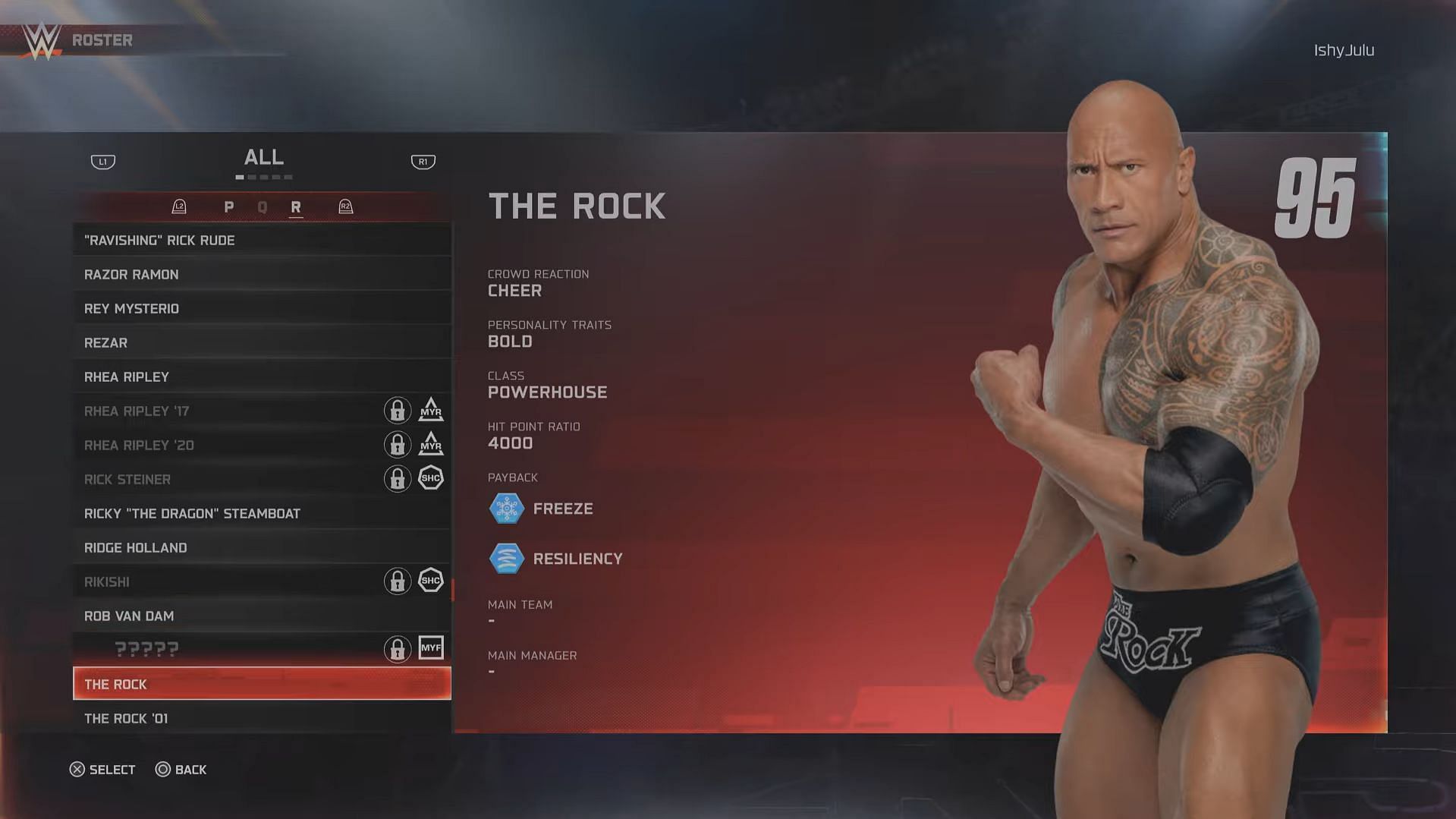 The normal Rock card has a rating of 95 (Image via 2K Games // YouTube/@BottomTier)