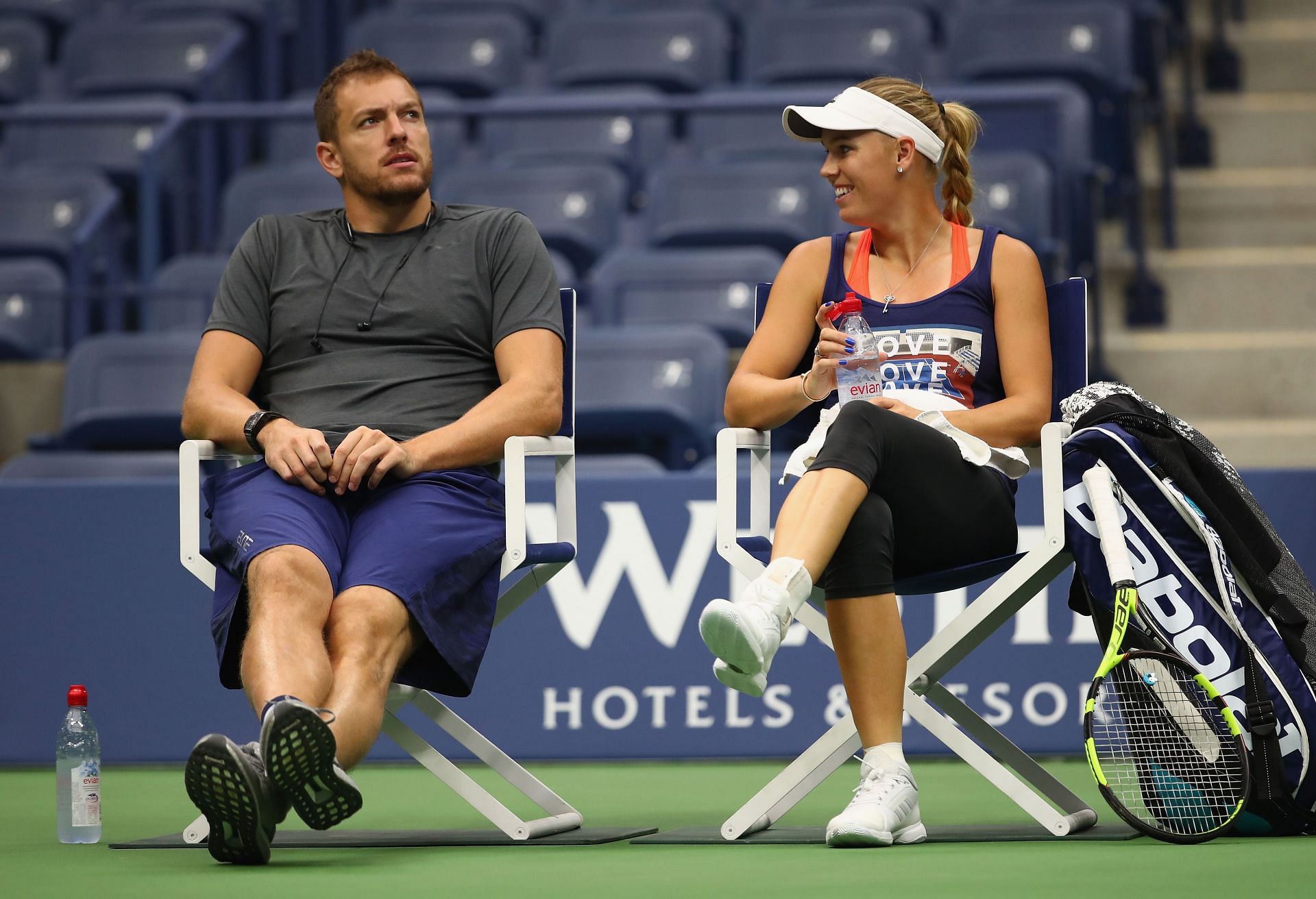 In Picture: Husband David Lee and Caroline Wozniacki during the 2017 US Open (Source: Getty)