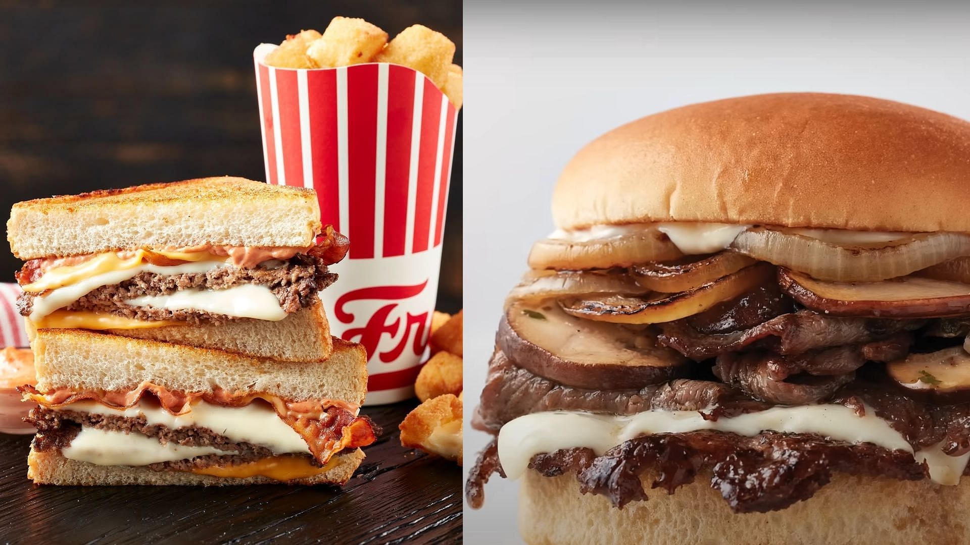 Grilled Cheese Steakburger &amp; Prime Rib Steakburger (Image via Instagram/@freddysusa)