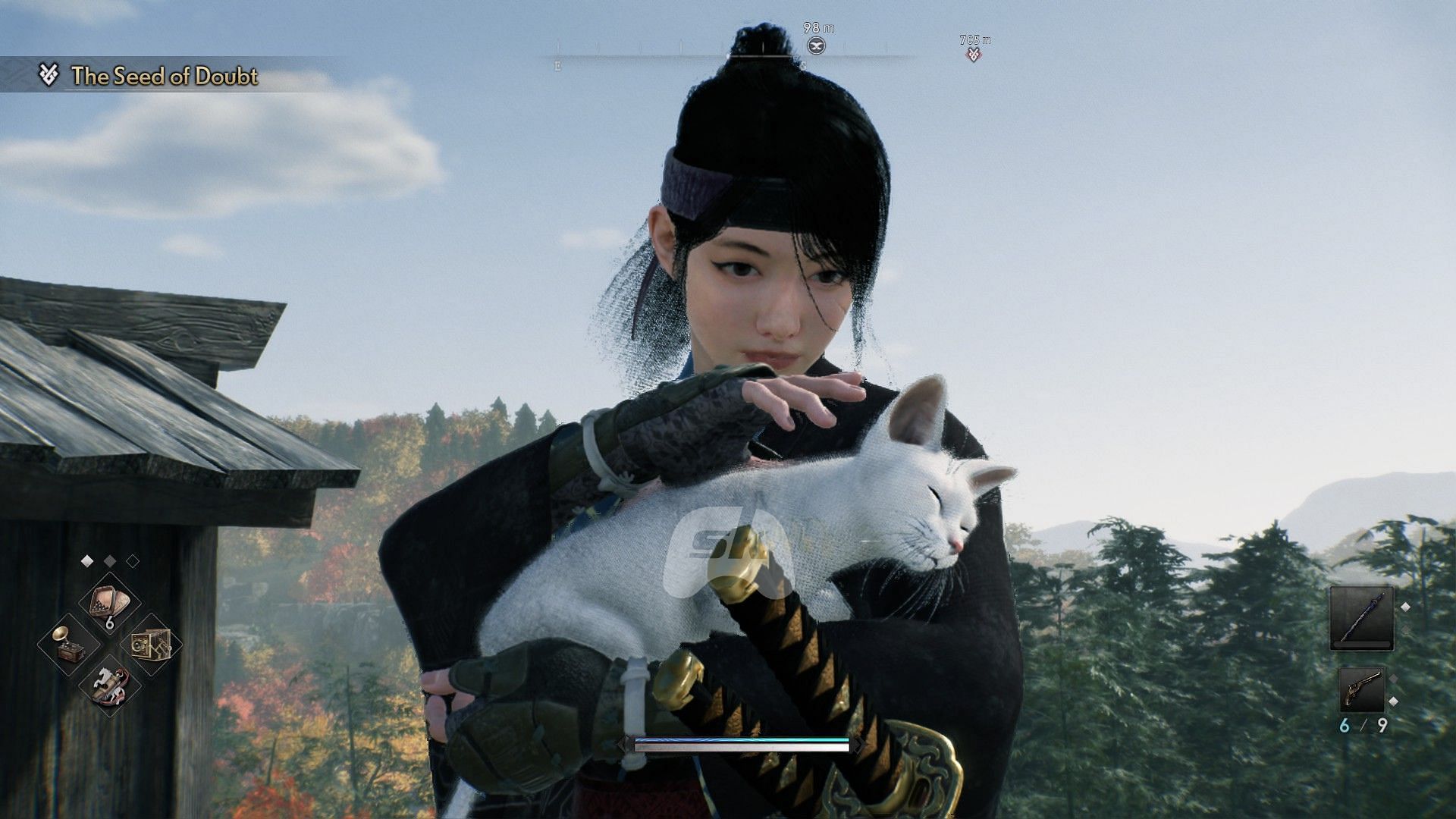 You can pet cats! (Image via Sportskeeda Gaming, KOEI TECMO)