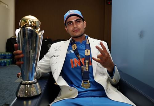 Shubman Gill poses with the trophy after India's Champions Trophy triumph [Credit: Getty]