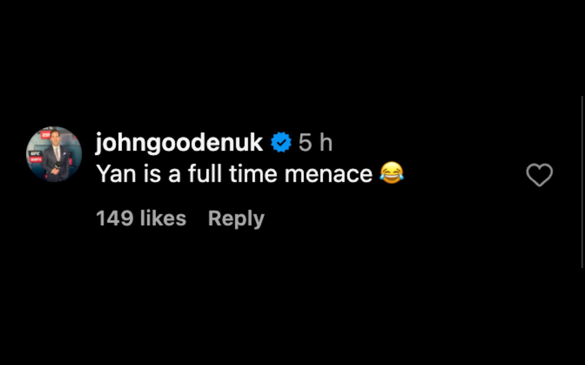 Screenshot of John Gooden&#039;s comment below.