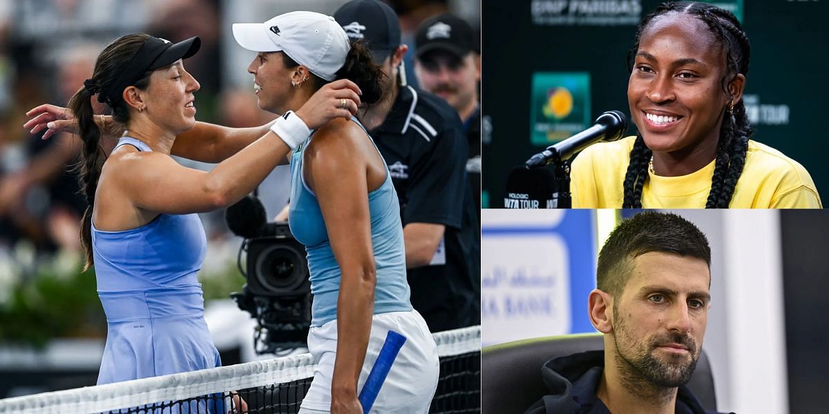 Jessica Pegula, Madison Keys (Left), Coco Gauff (Upright), Novak Djokovic (downright)