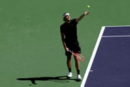 Fritz serves during a match in the BNP Paribas Open - Source: Getty
