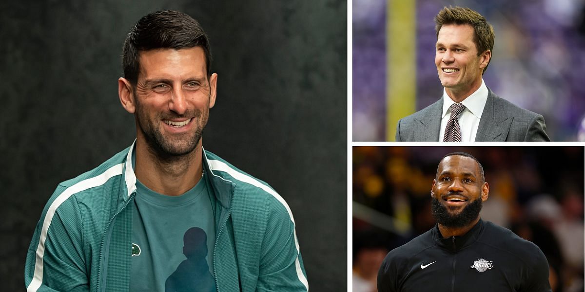 Novak Djokovic with Tom Brady and LeBron James. Source: Getty