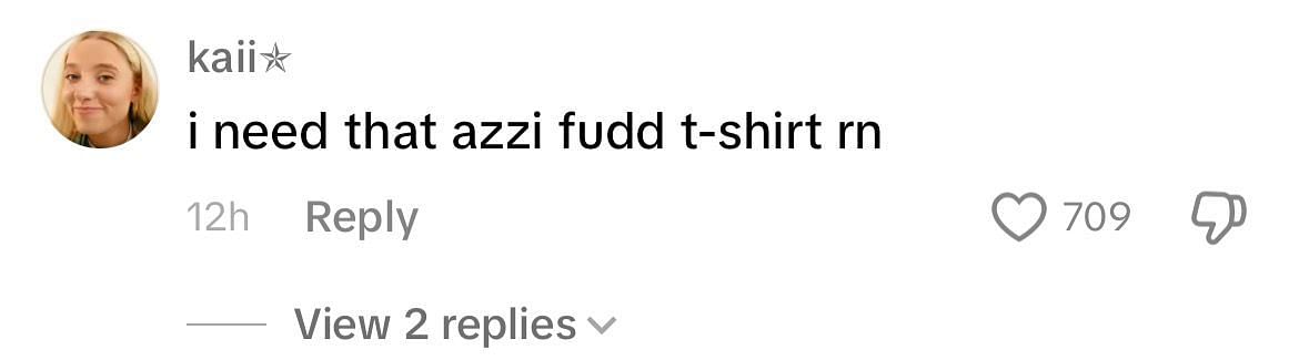 A fan says they need the Azzi Fudd shirt Bueckers is wearing (via TikTok)