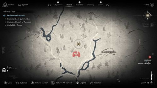 Laughing Man's location in AC Shadows (Image via Sportskeeda Gaming || Ubisoft)