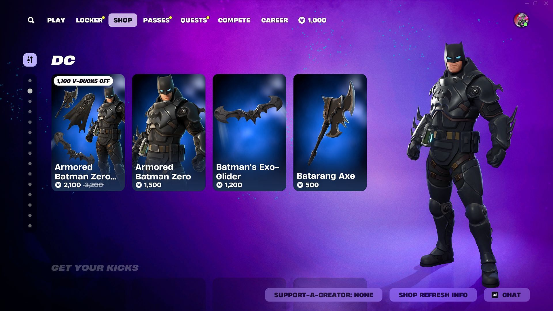 You can now purchase the Armored Batman Zero skin in Fortnite (Image via Epic Games)