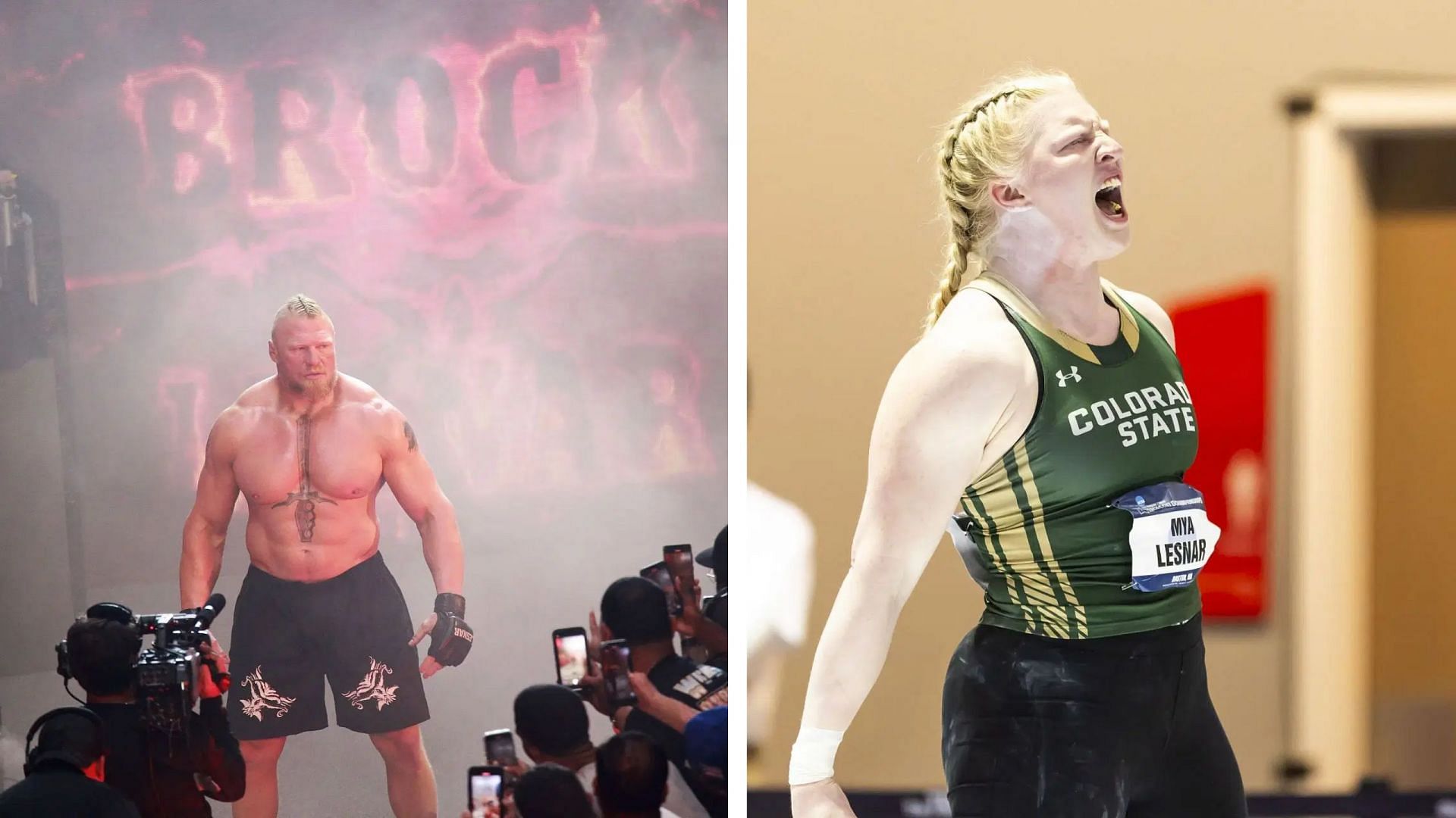 Brock Lesnar (left) and his daughter Mya Lesnar (right)/ Source: Getty