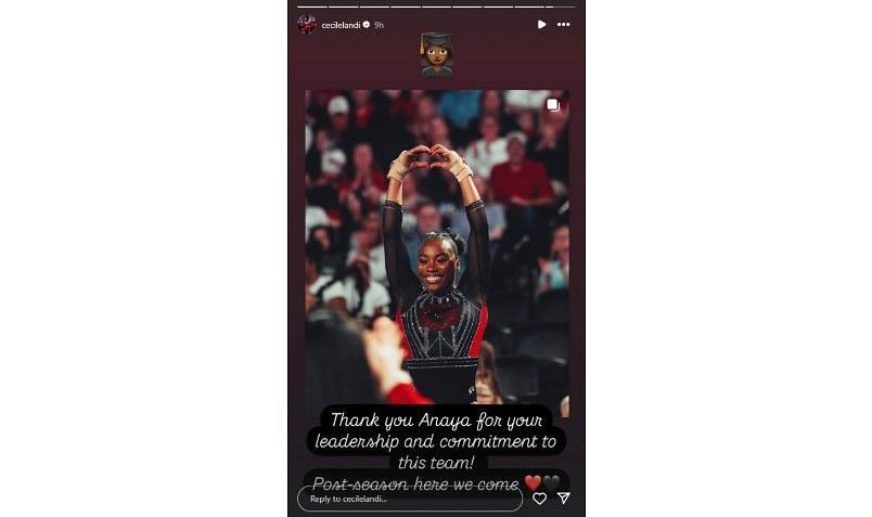 Screenshot of Simone Biles&#039;s former coach Cecile Landi&#039;s Instagram story post | Source: IG/cecilelandi