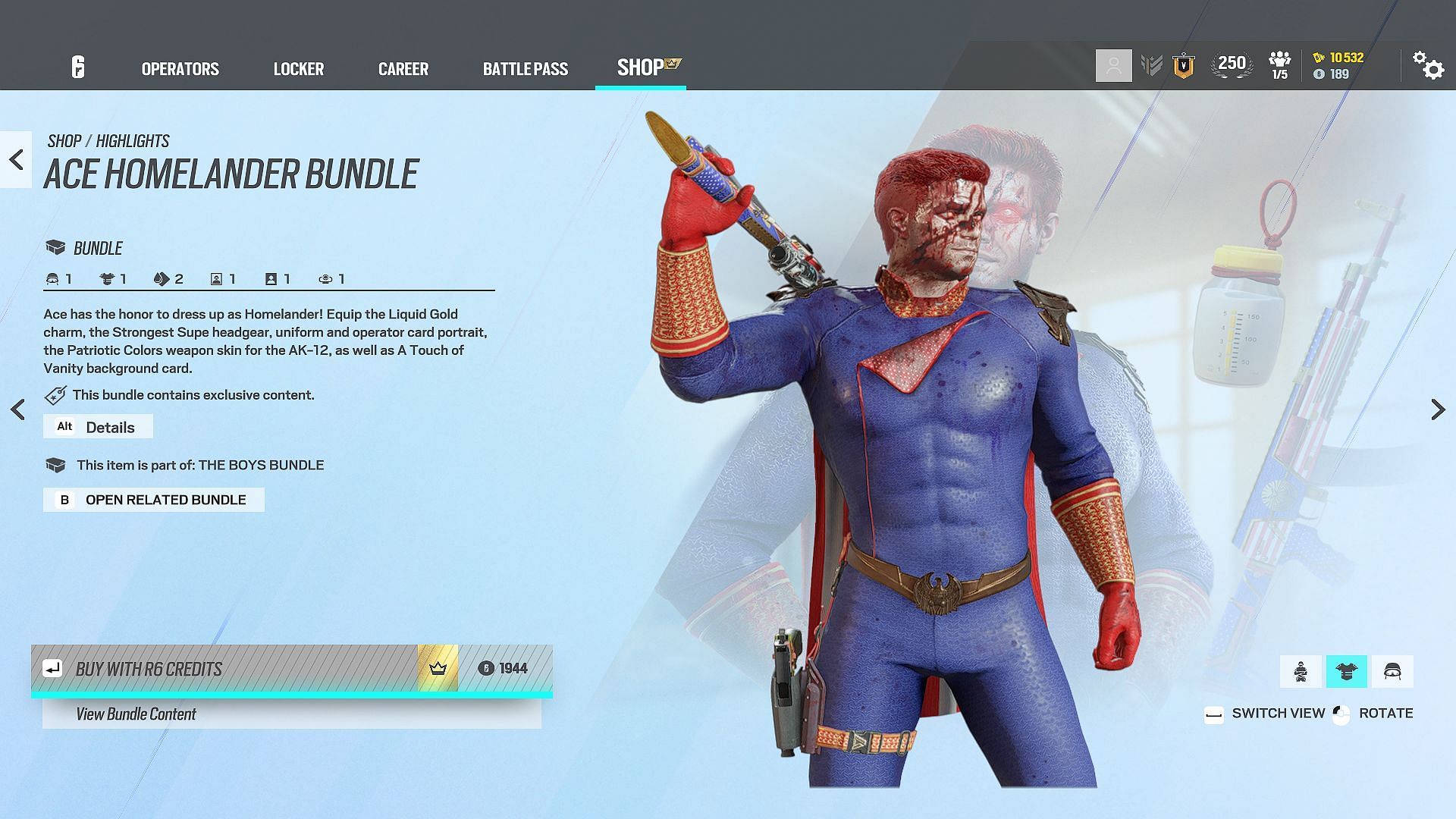 Ace Homelander Bundle from the latest collaboration (Image via Sportskeeda Gaming || Ubisoft)