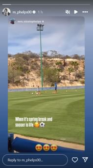 Phelps reacts to son playing soccer; Instagram - @m_phelps00