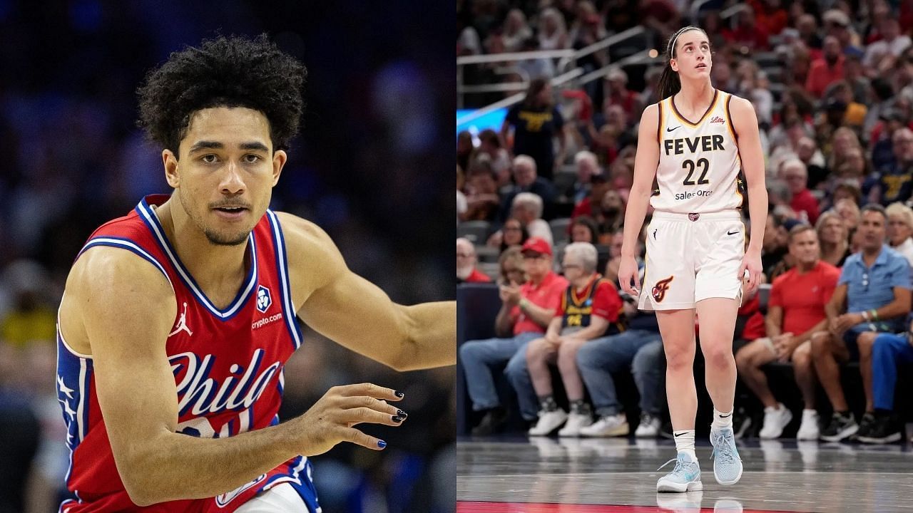 Sixers star rookie Jared McCain gives Caitlin Clark her flowers on International Women