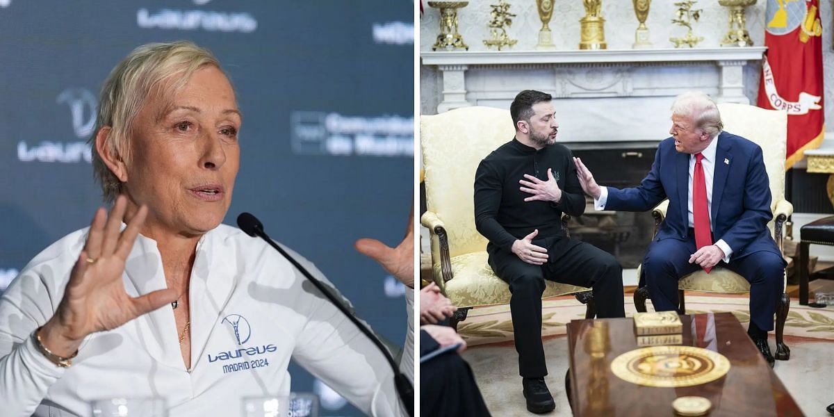 Martina Navratilova (L), Donald Trump and Volodymyr Zelenskyy (R); ( Source - Getty Images)