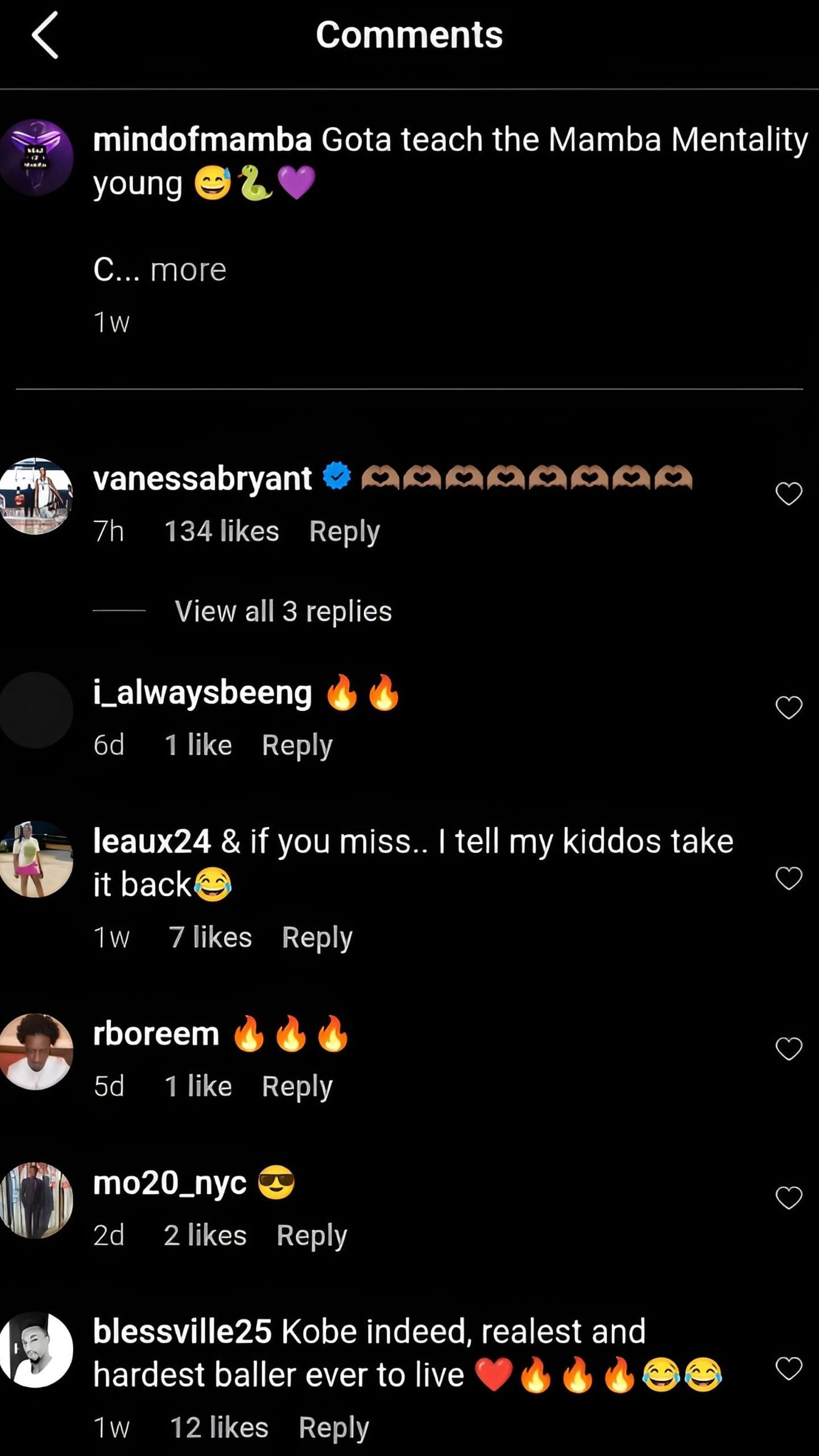 Vanessa Bryant&#039;s comment