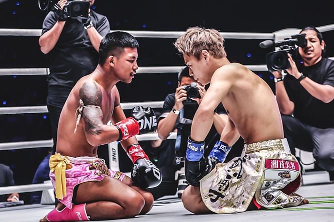 WATCH: Rodtang buries the hatchet with Takeru backstage after his stunning KO win at ONE 172