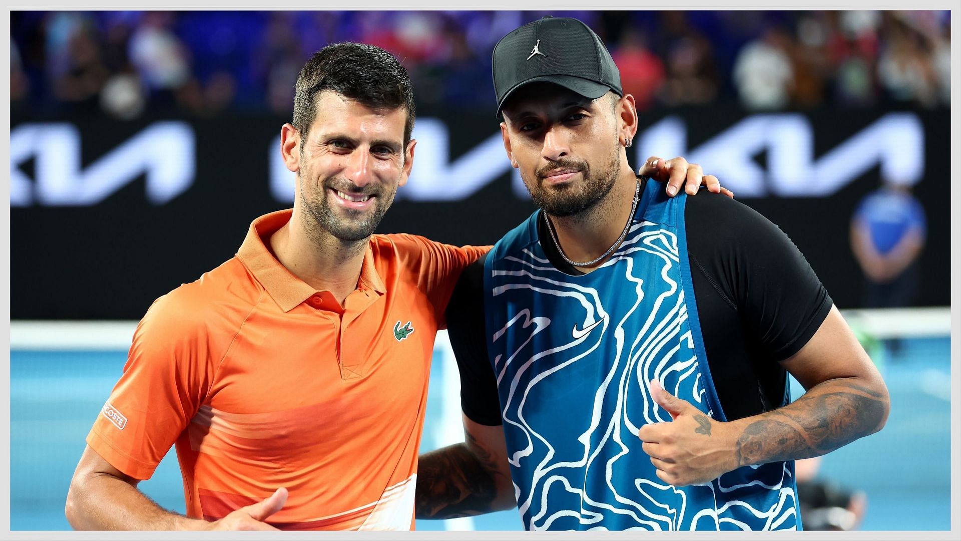 Nick Kyrgios and Novak Djokovic. Source: Getty