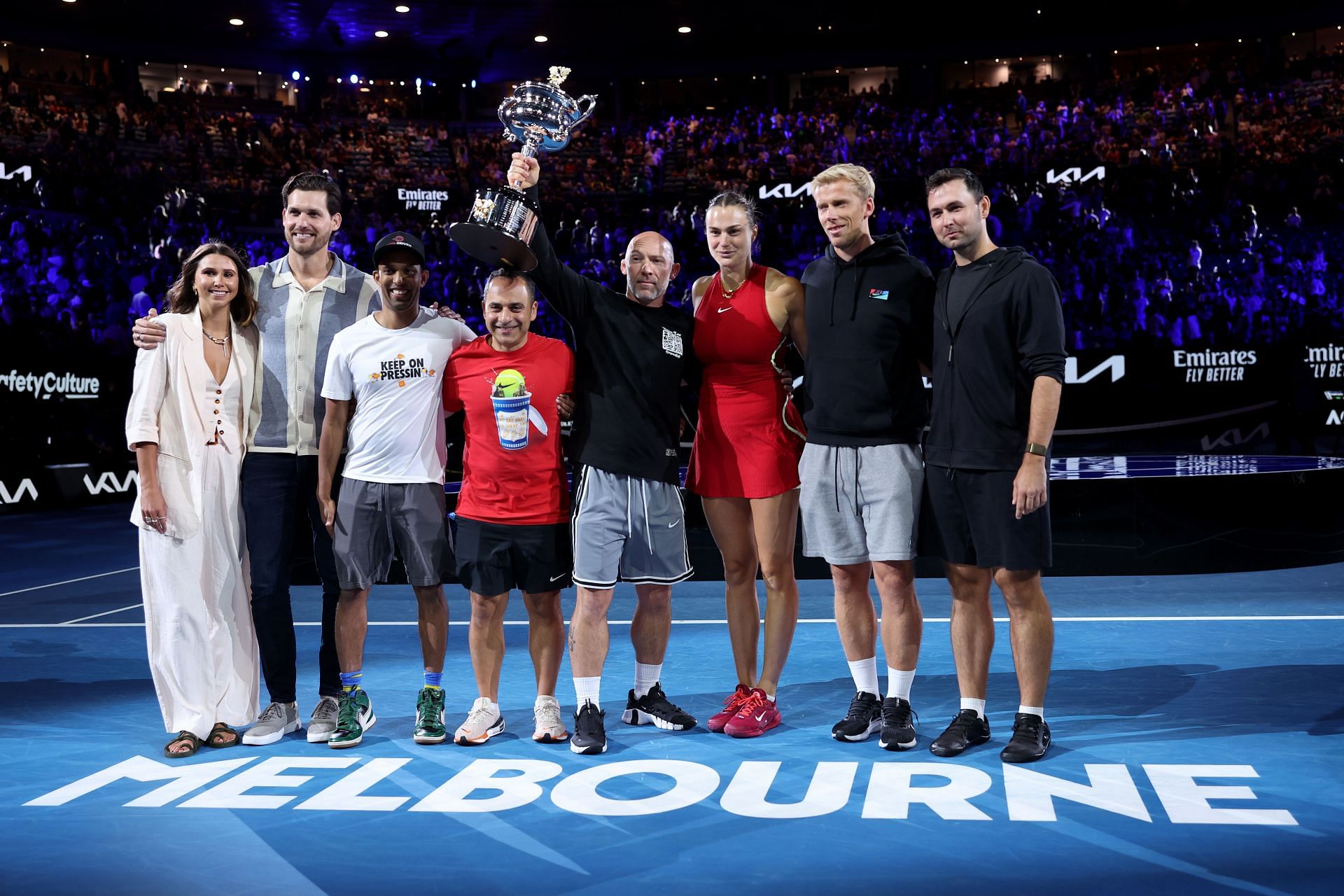 Aryna Sabalenka pictured with her team at the 2024 Australian Open - Image Source: Getty