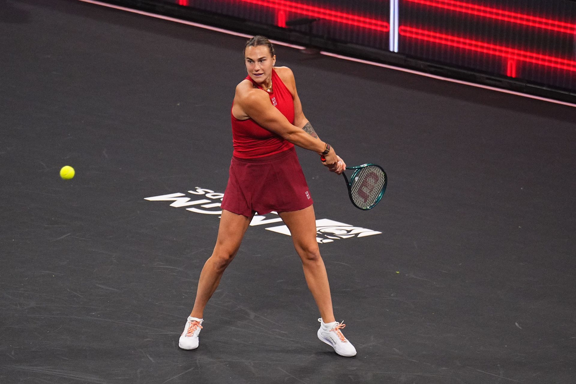 Aryna Sabalenka in action at the MGM Rewards Slam - Source: Getty