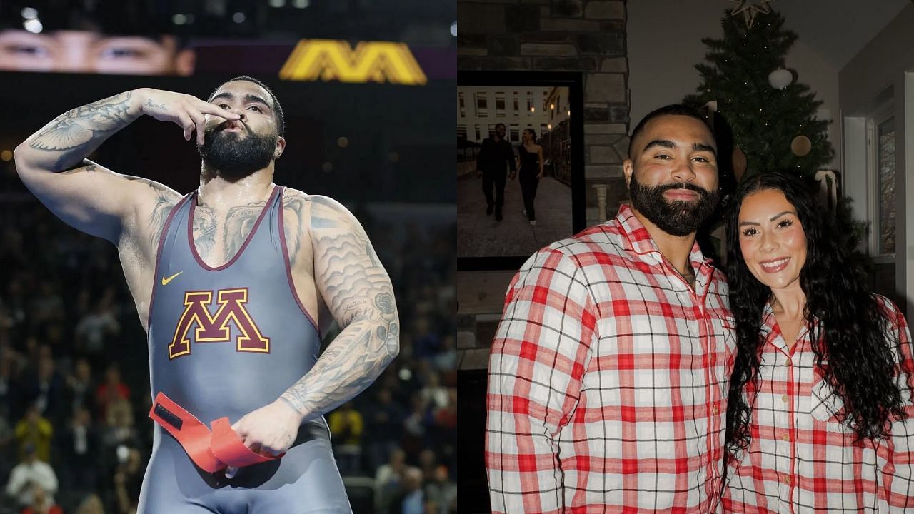 Gable Steveson (left), Steveson and Madelyn Jo Mitchell (right) (Image via: Getty and Steveson