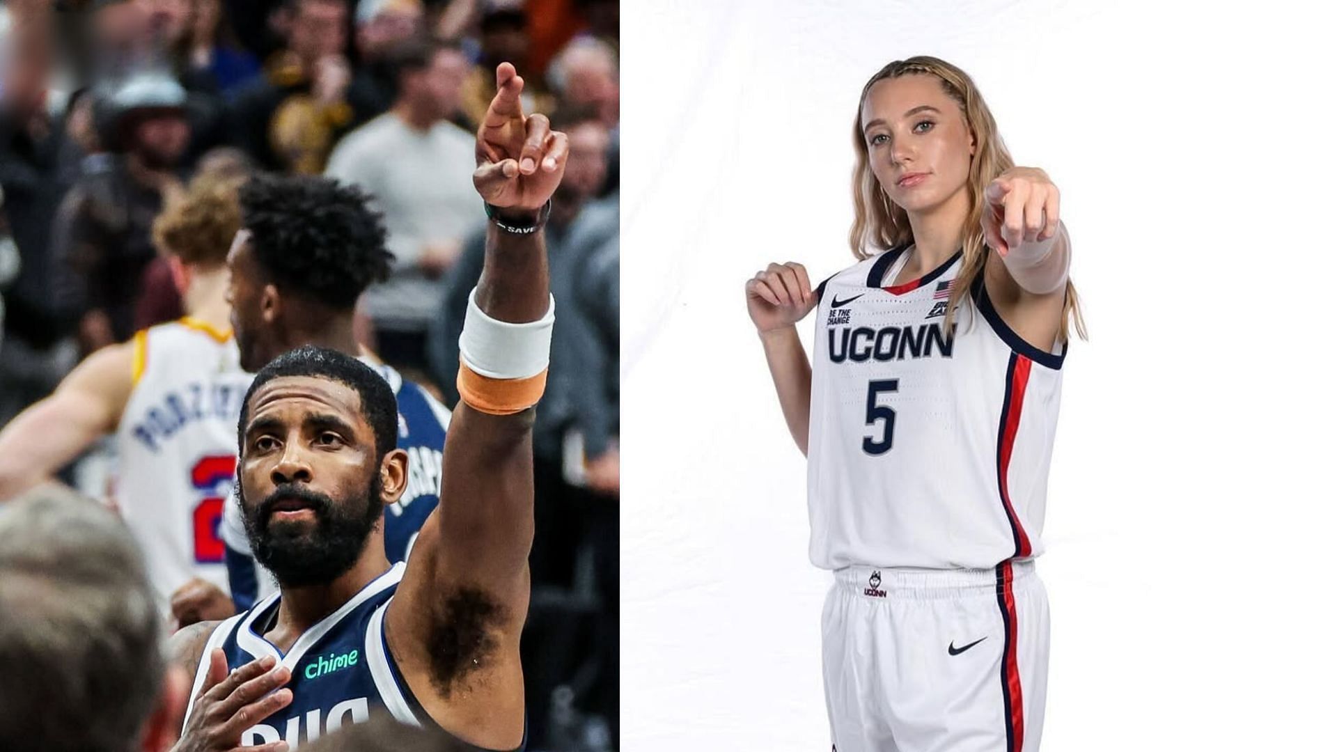 Kyrie Irving (left) and Paige Bueckers (right) [Images via IG @dallasmavs, @paigebueckers]