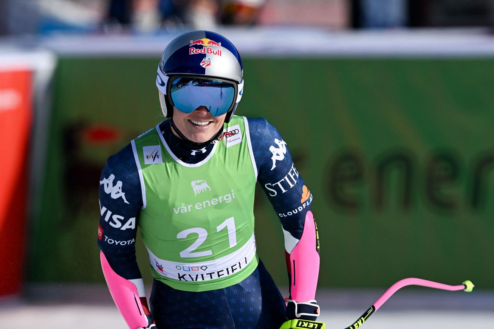 Vonn during her super-g race during FIS Ski World Cup leg in Kvitfjell, Norway (Image via: Getty Images)