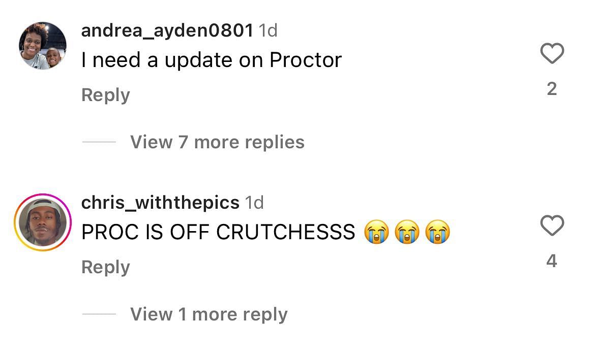 IG users discuss Proctor&#039;s injury