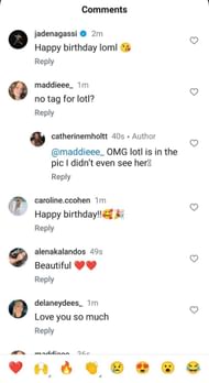 Steffi Graf & Andre Agassi's son Jaden's comment on Catherine Holt's post (Image: Instagram @catherinemholtt)