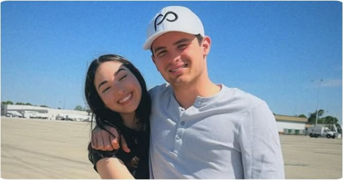 Pato O'Ward’s sister steals her husband's shirt and pairs it with a $149 jumpsuit to serve a “disheveled” look