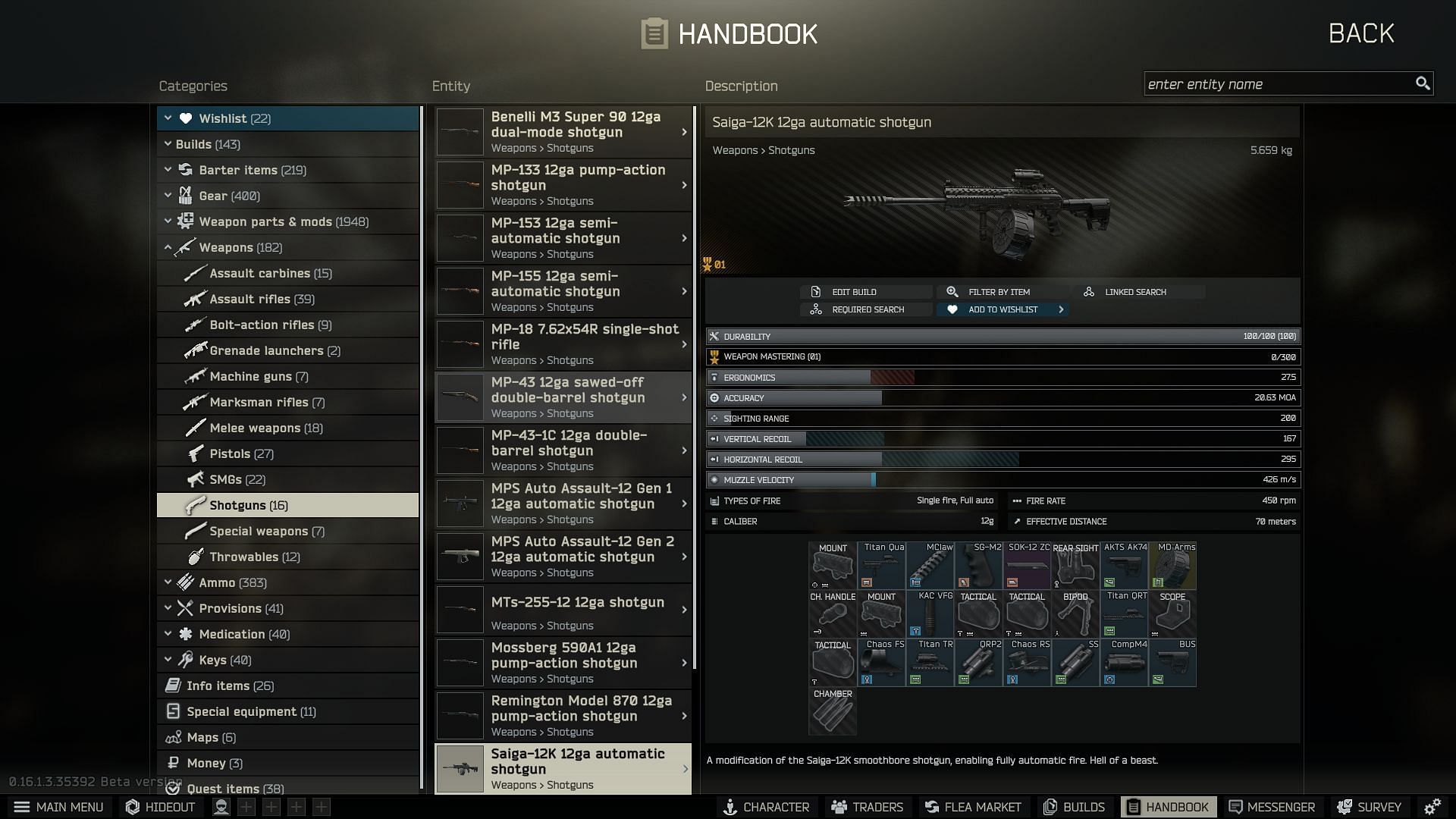 Saiga-12K FA is one of the best full auto Shotguns in Escape from Tarkov (Image via Sportskeeda Gaming || Battllestate Games)