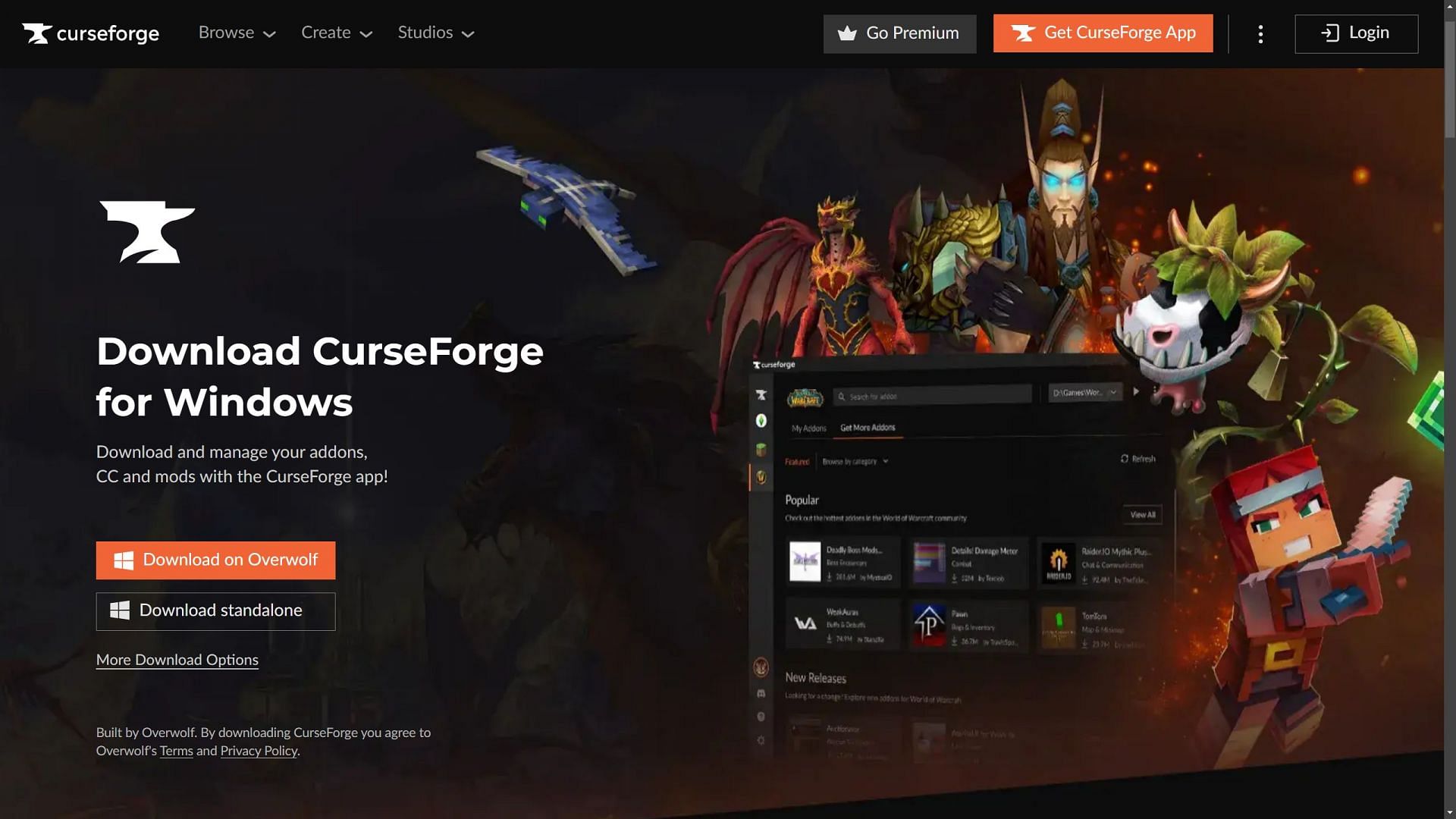 First, download the CurseForge app, which will let you easily download the modpack (Image via CurseForge)