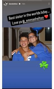 Ben Shelton's Instagram story (@benshelton)