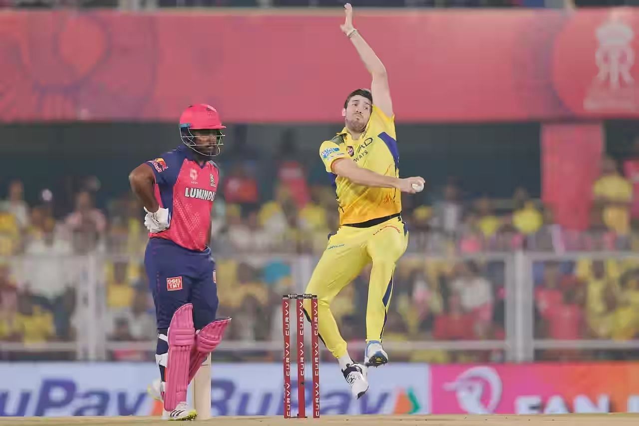 Jamie Overton went wicketless and conceded 30 runs in two overs in CSK&#039;s IPL 2025 clash against RR. [P/C: iplt20.com]