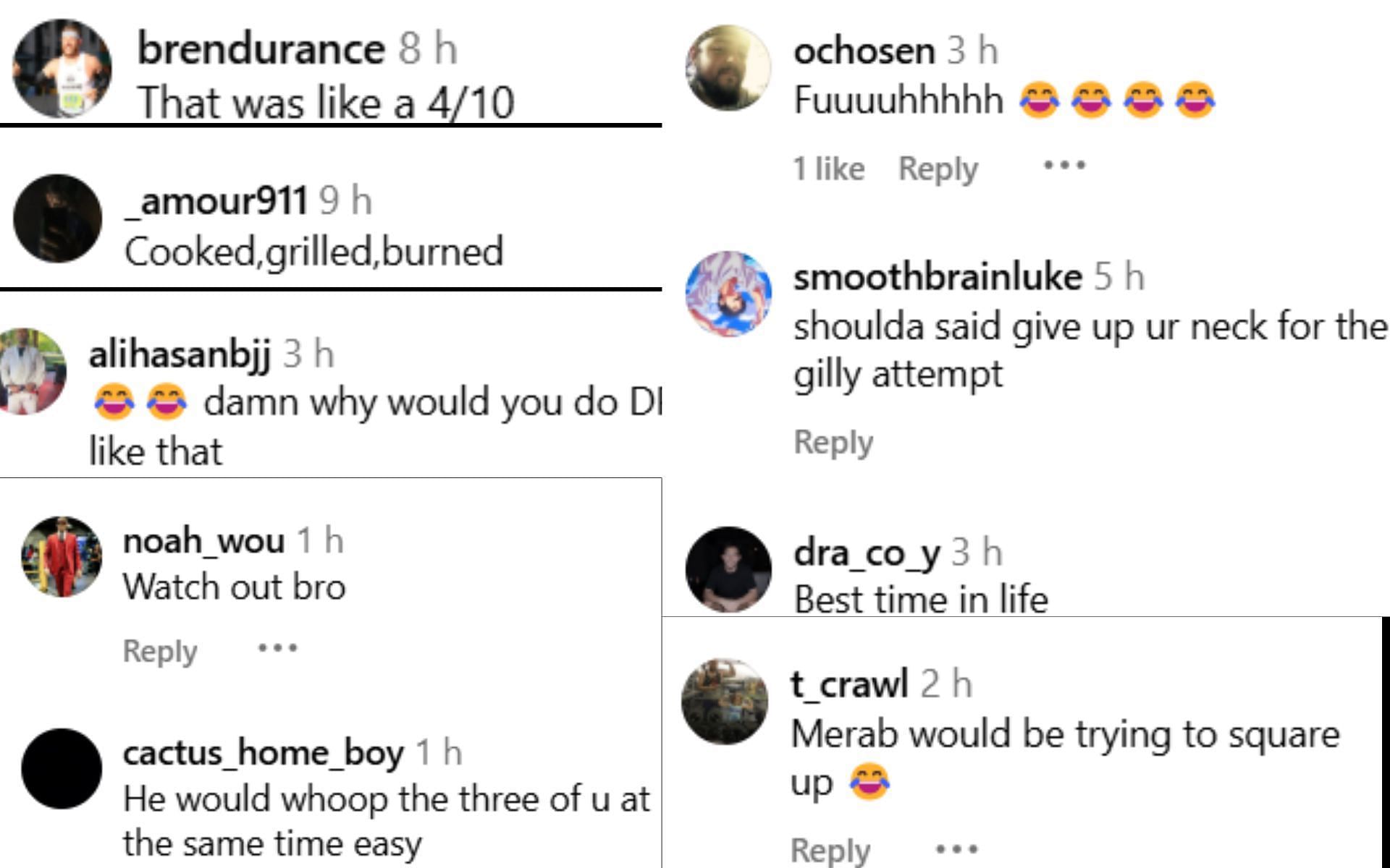 Fans react to roast video of Dustin Poirier. [Screenshots courtesy: @fight_riddle on Instagram]