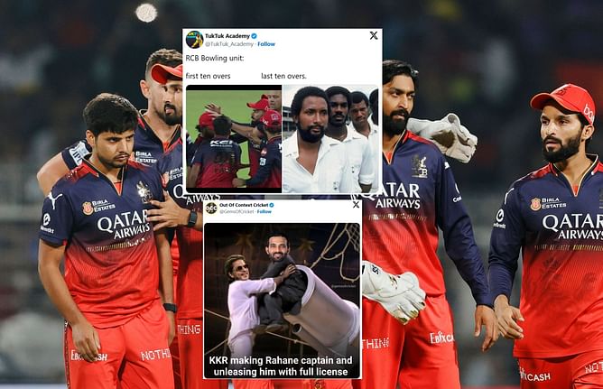 "RCB bowlers under Kohli's leadership"- Top 10 funny memes from 1st innings of KKR vs RCB IPL 2025 clash