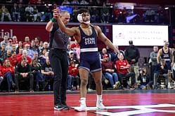 Carter Starocci reacts as he receives major honor after dominating performance at the Big Ten Championships