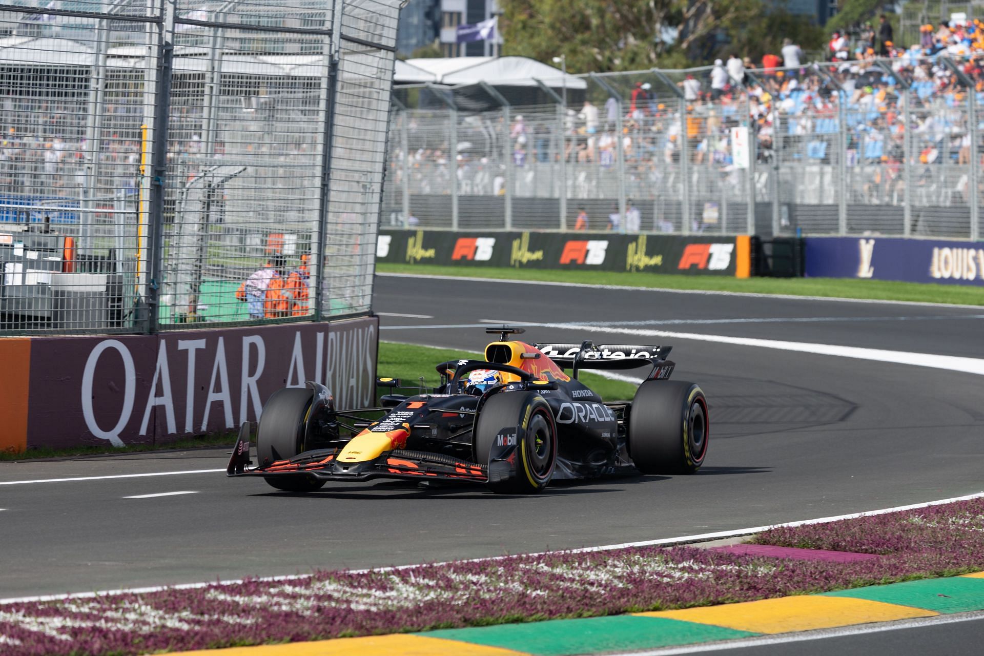 Max Verstappen (NED) driving for Oracle Red Bull Racing in the pit lane during the 2025 Formula 1 Louis Vuitton Australian Grand Prix - Source: Getty