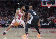 Chris Paul facing off against Team CP3 alumni Coby White at the NBA - Source: Getty