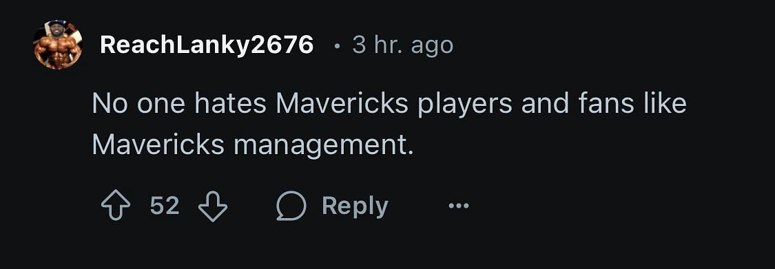 Mavs fan comment/Reddit (image credit: reddit/r/nba)