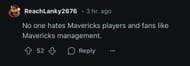 Mavs fan comment/Reddit (image credit: reddit/r/nba)
