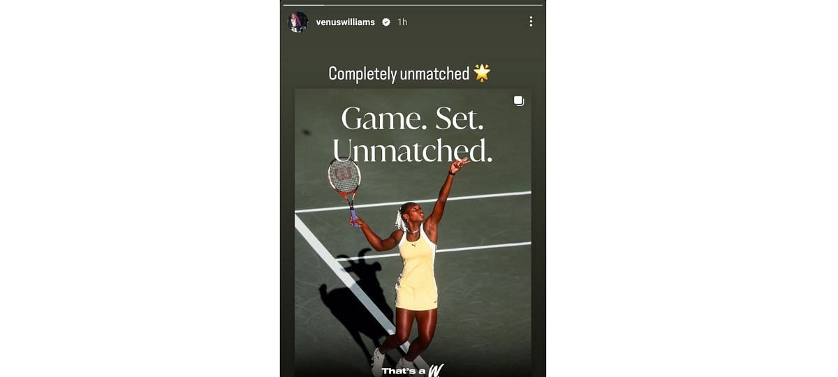 Screengrab of Venus Williams&#039; Instagram story (@venuswilliams)